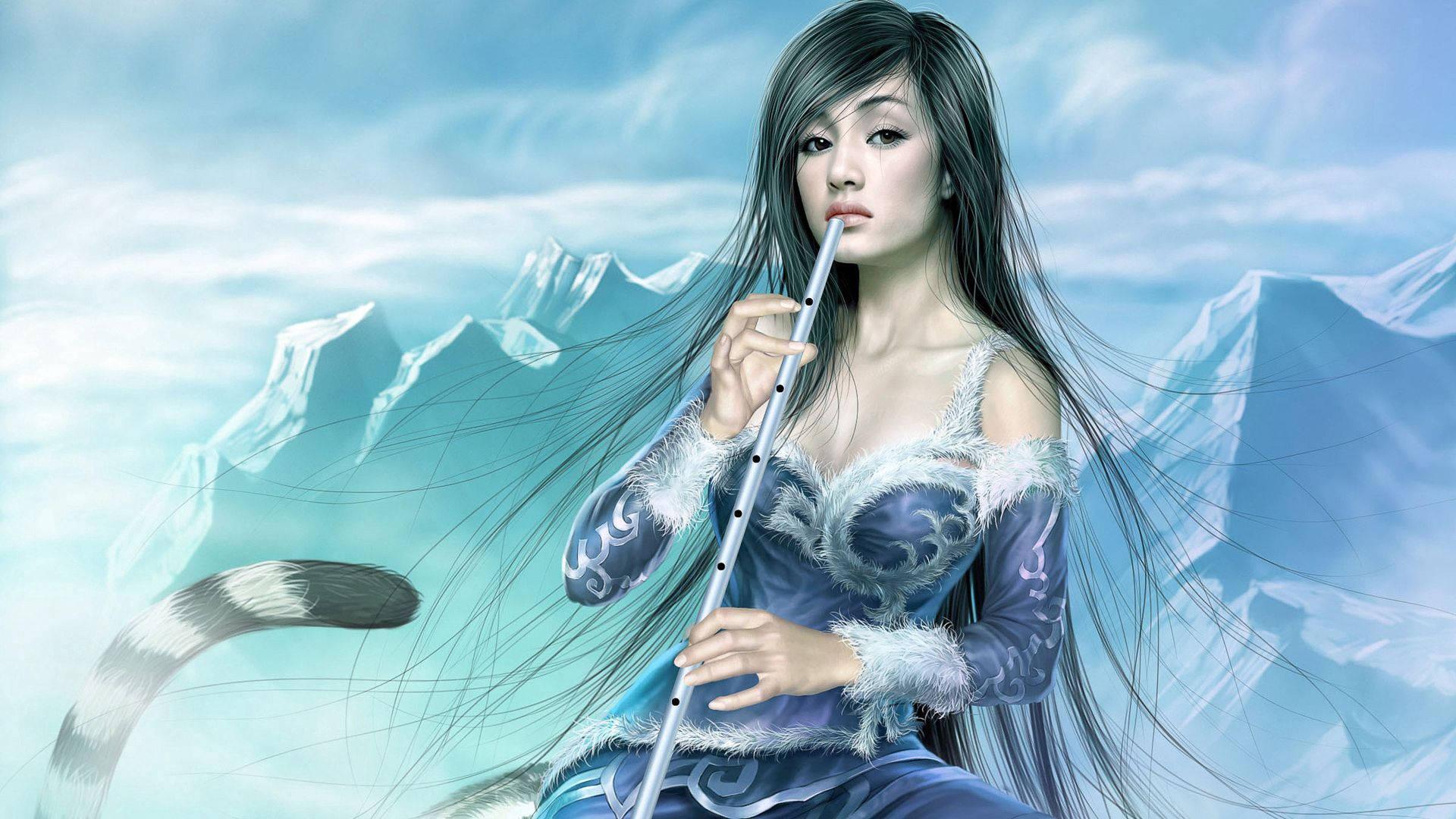 White Tiger Fantasy Girl — 1920x1080 wallpaper