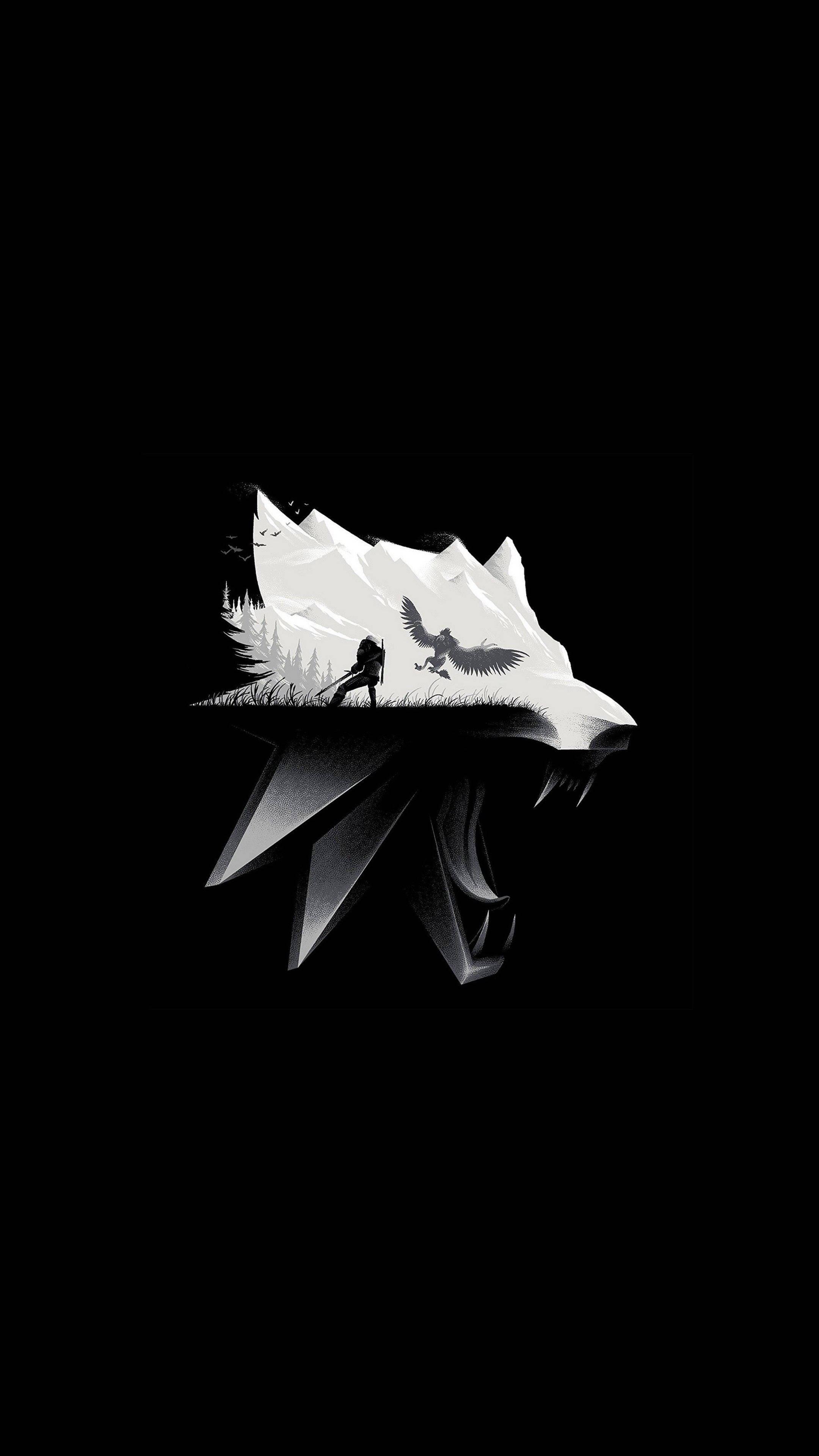 White Wolf 4K Ultra HD Dark Phone — 2160x3840 wallpaper