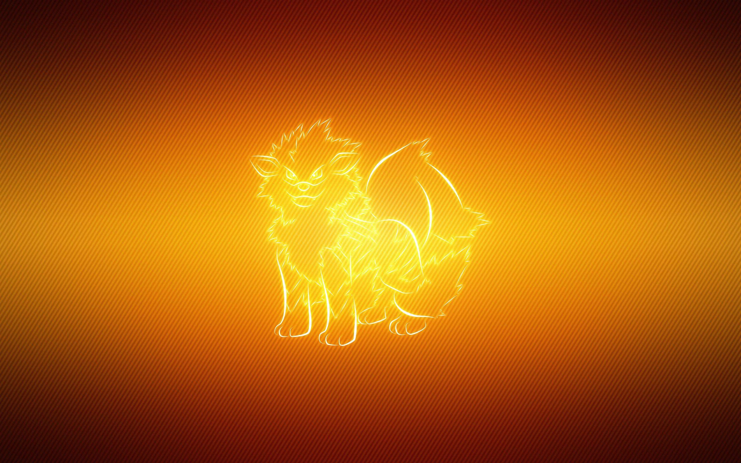 Wild Arcanine roam through the neon city. — 2560x1600 wallpaper