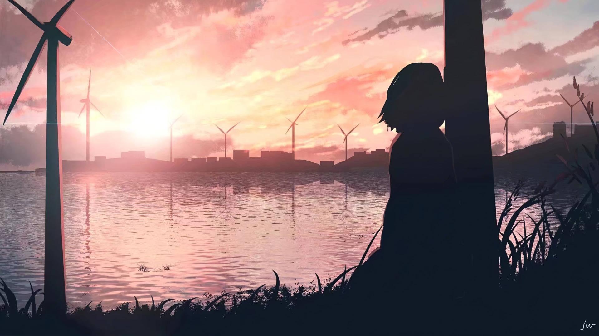 Windmill Girl Alone — 1920x1080 wallpaper