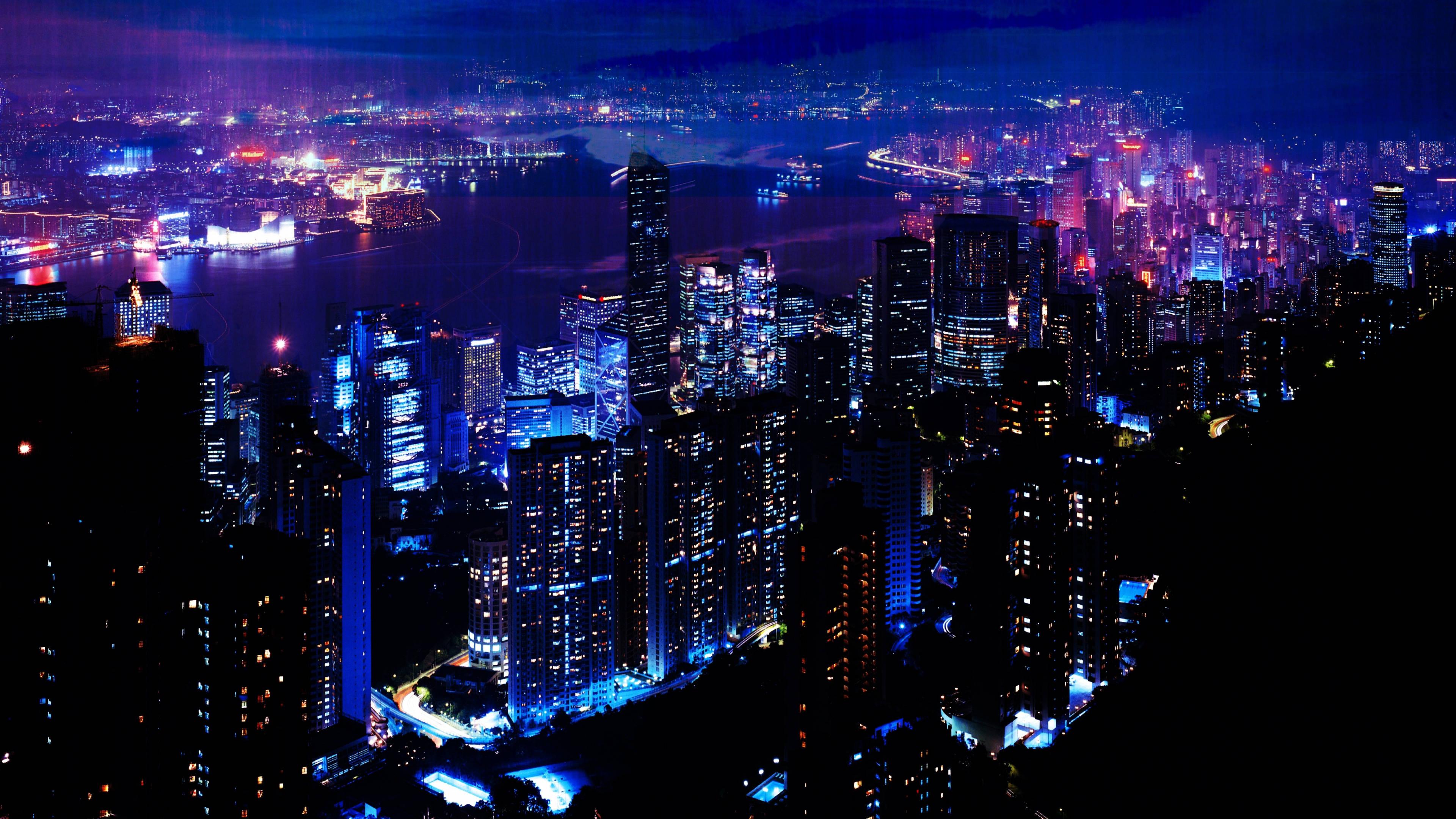 Windows 11 4K Aerial City Night — 3840x2160 wallpaper