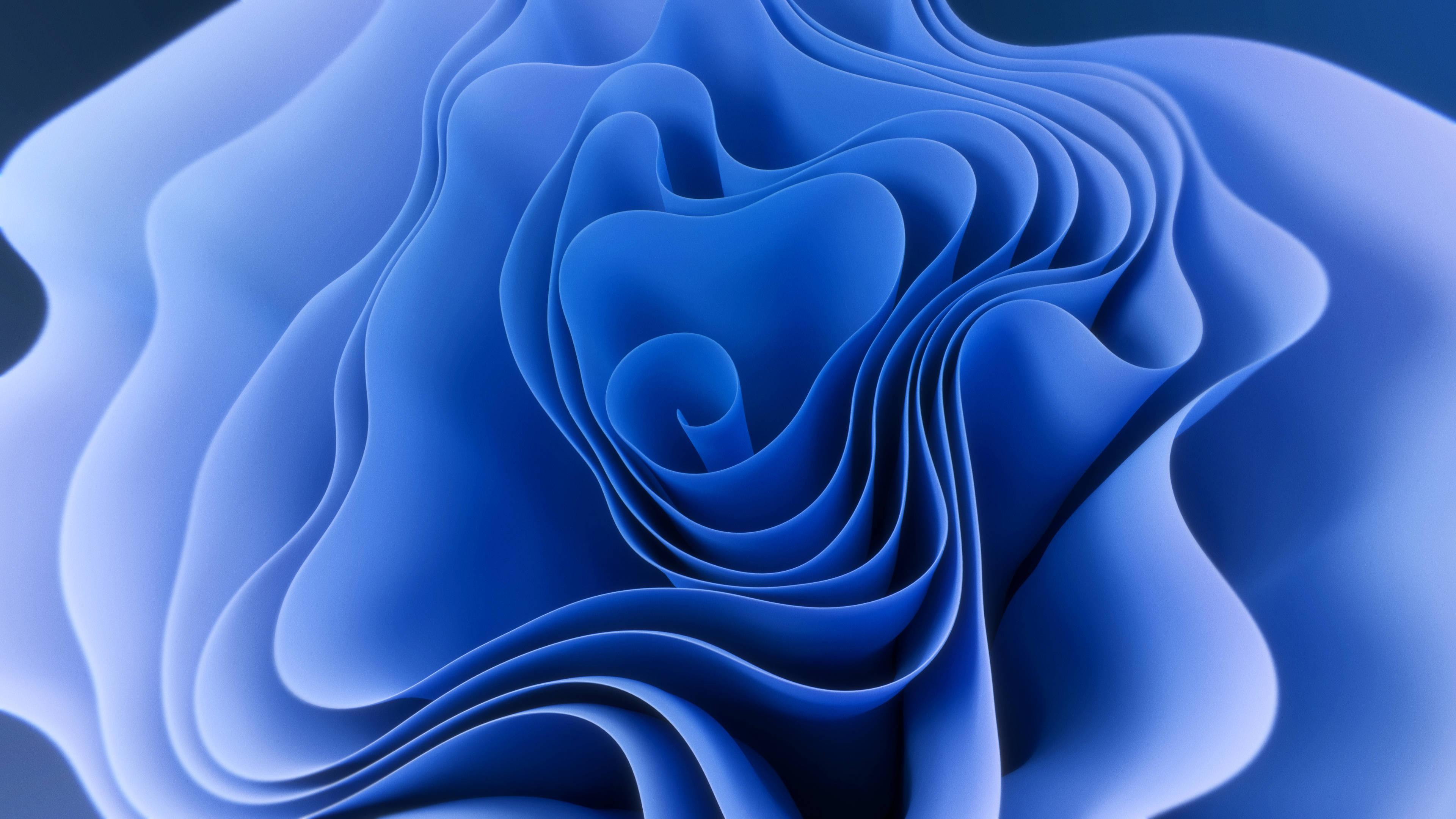 Windows 11 4K Blue Wavy Spiral — 3840x2160 wallpaper