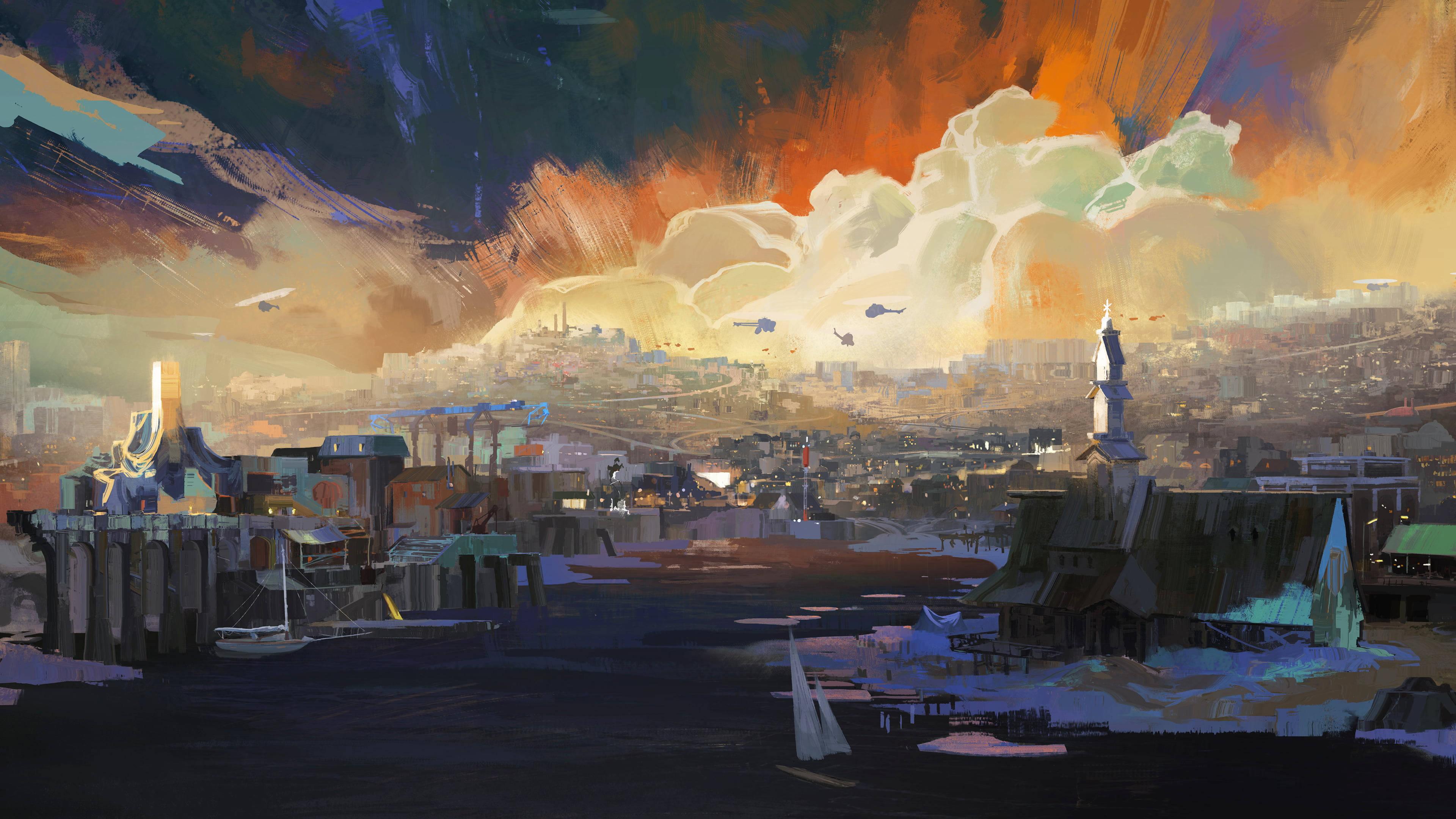 Windows 11 4K City Art — 3840x2160 wallpaper