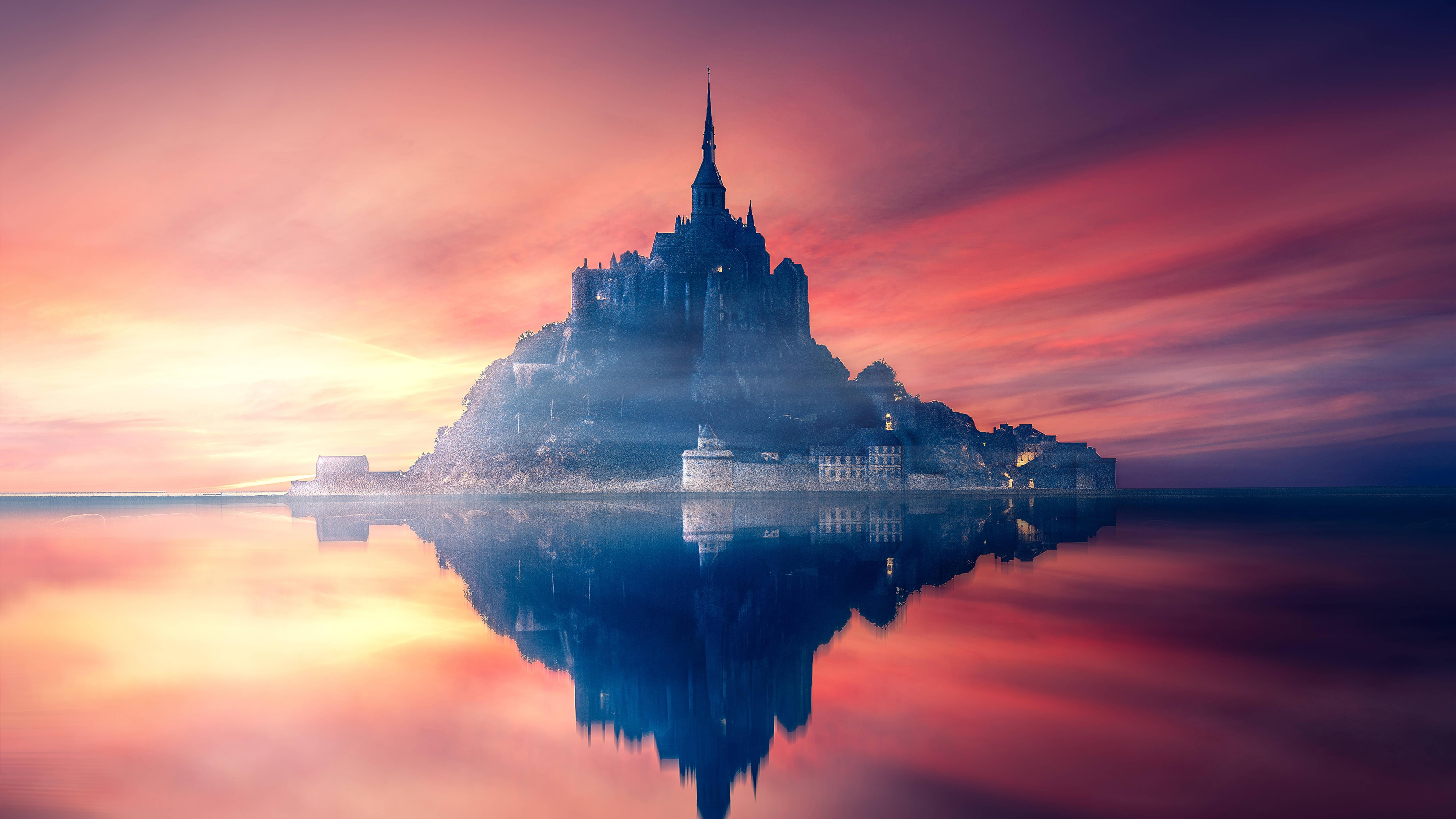 Windows 11 4K Island Castle — 6552x3686 wallpaper