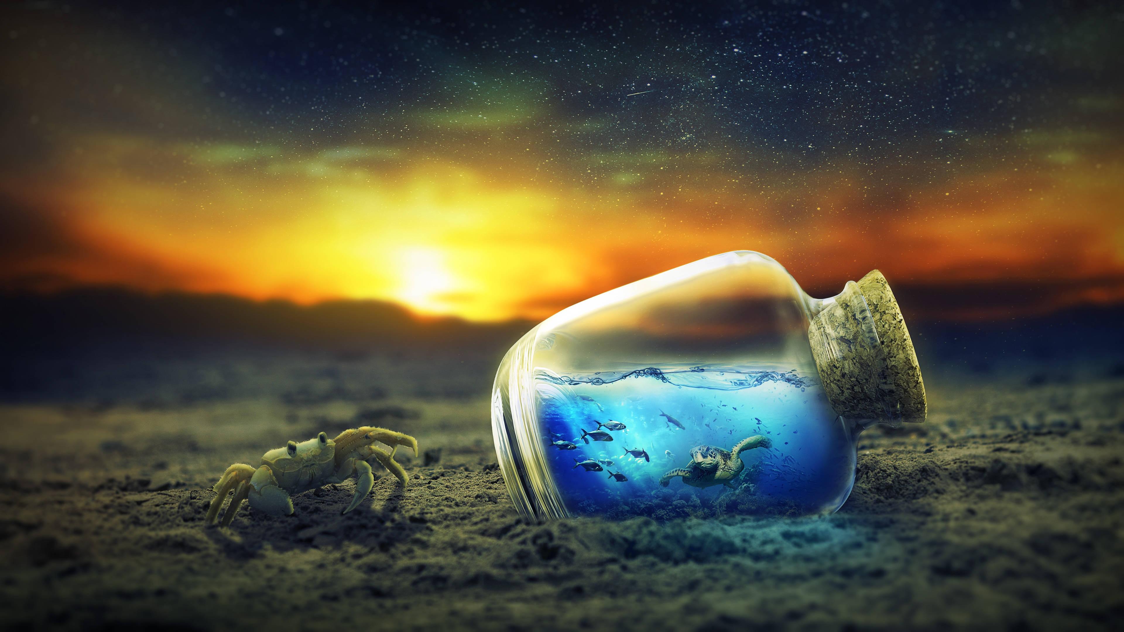 Windows 11 4K Ocean In A Bottle — 3840x2160 wallpaper