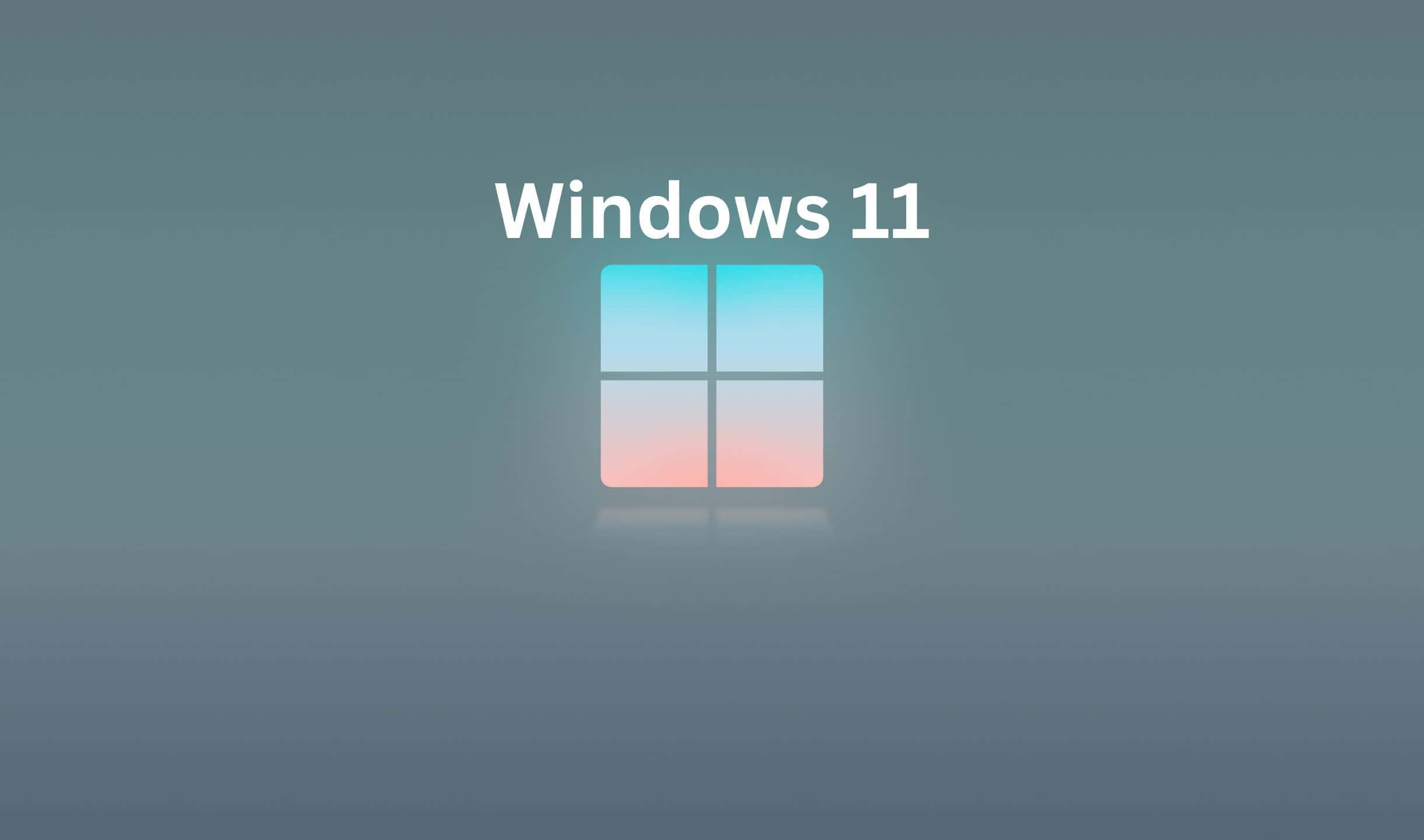 windows 11 logo on a grey background — 2440x1440 wallpaper