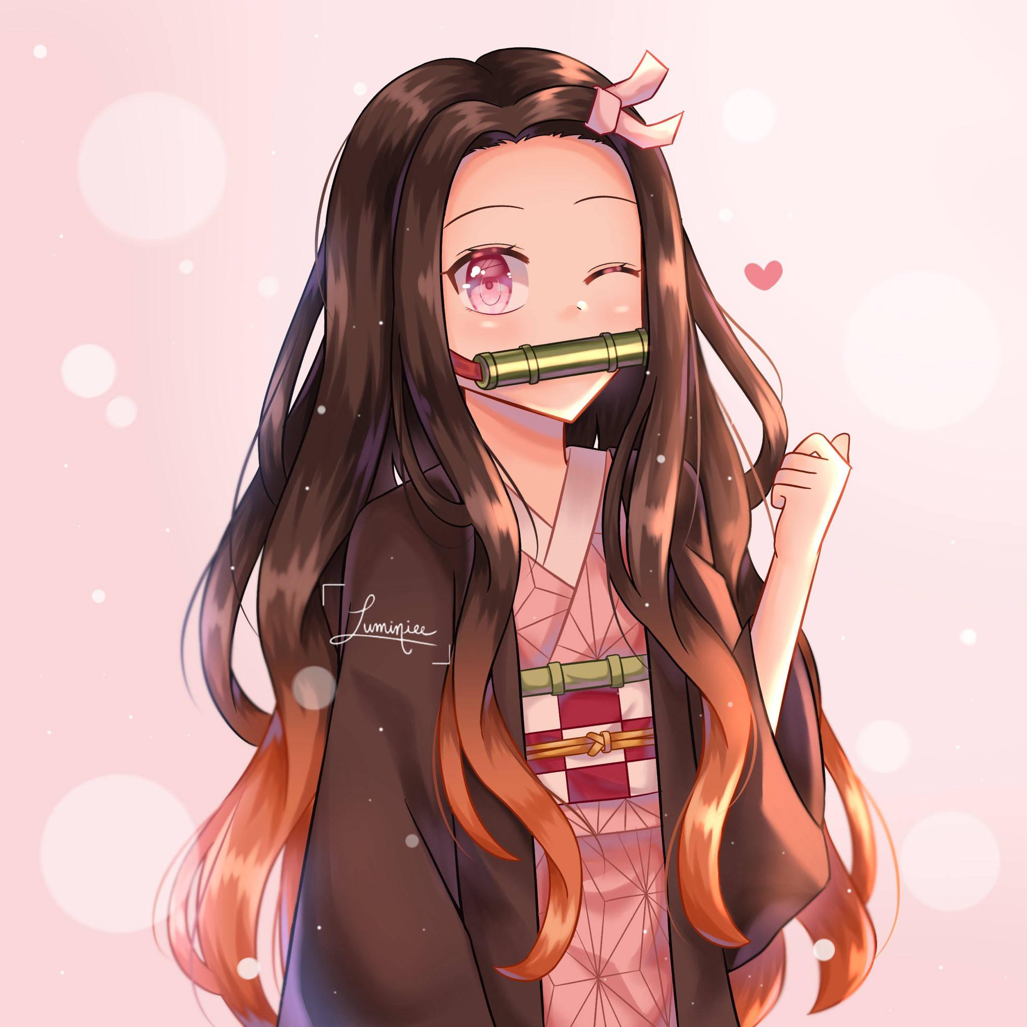 Wink Demon Slayer Nezuko — 2048x2048 wallpaper