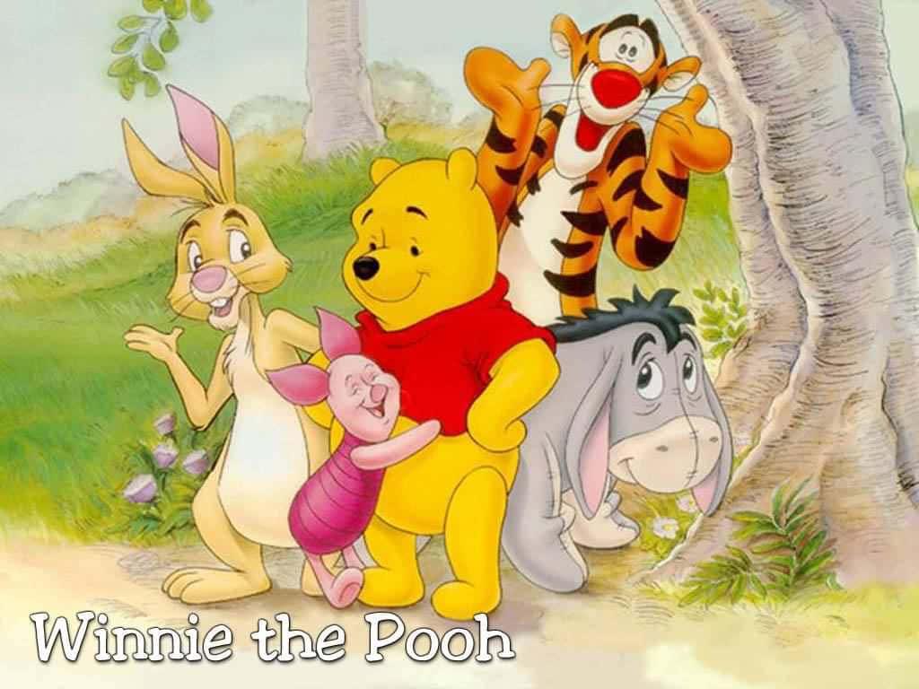 Winnie The Pooh Hugs a Tree — 1024x768 wallpaper