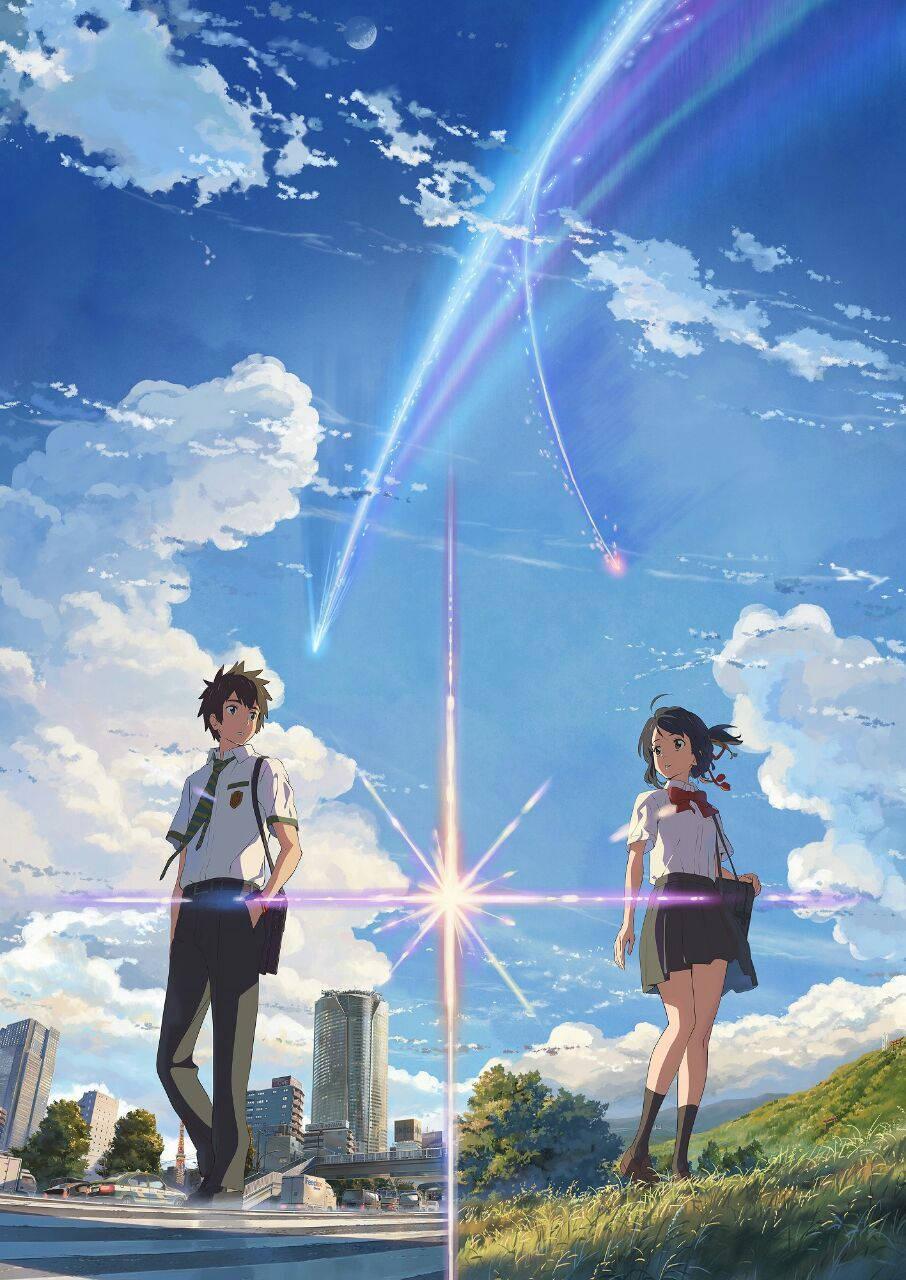 Witness the extraordinary reunion of Mitsuha and Taki in Your Name. — 906x1280 wallpaper