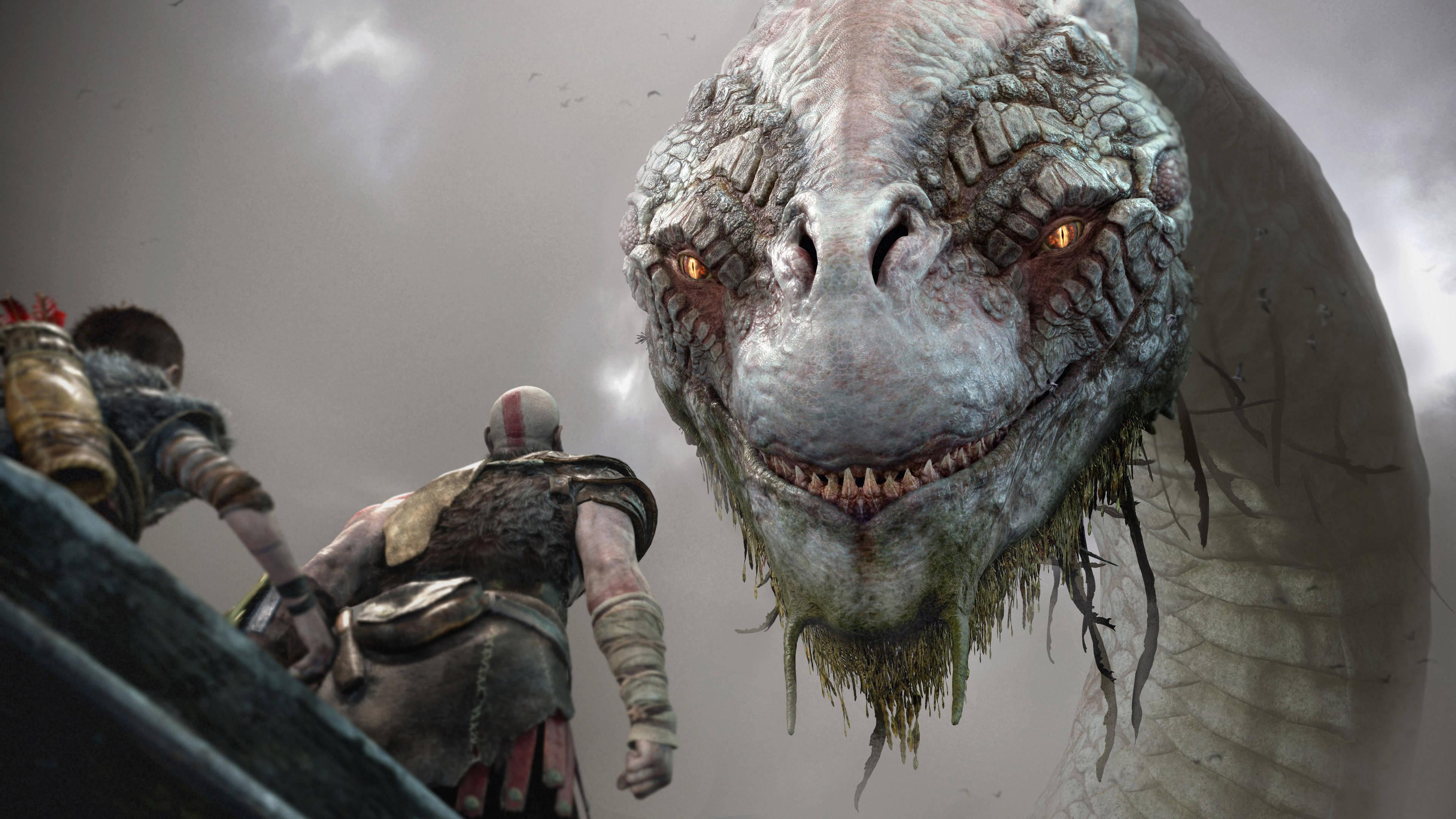 Witness the power of the World Serpent in God of War — 3840x2160 wallpaper