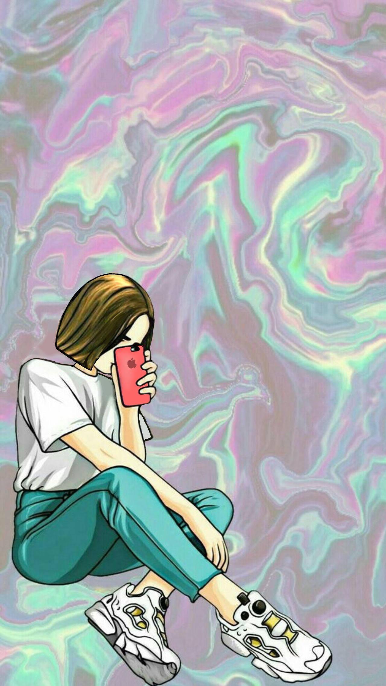 Woman Instagram Profile Cartoon — 1280x2272 wallpaper