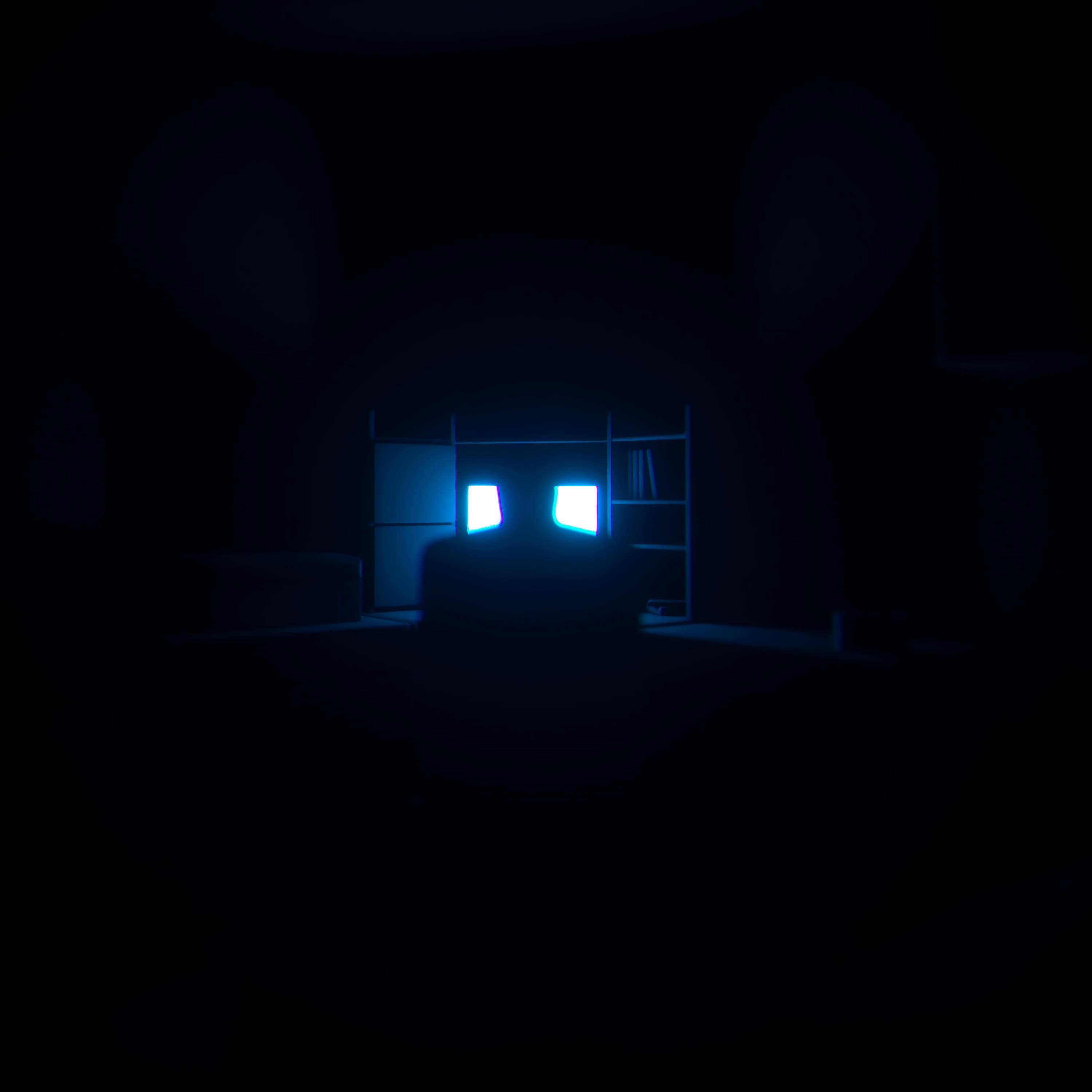 Working In Dark Room — 3000x3000 wallpaper