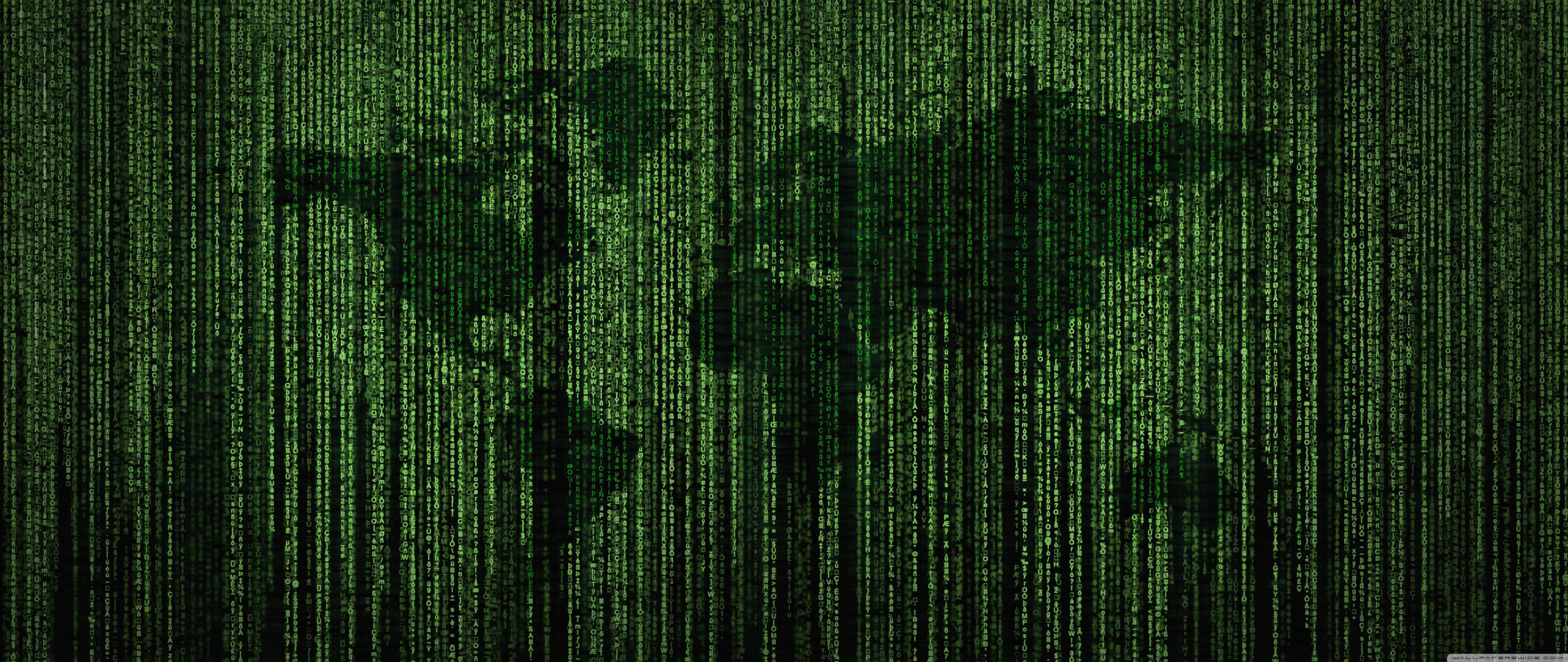 World in Green Matrix — 5120x2160 wallpaper