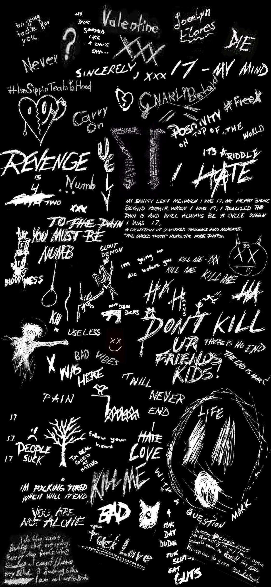 XXXTentacion’s scrawled artwork for ‘17’ (album) — 1125x2436 wallpaper