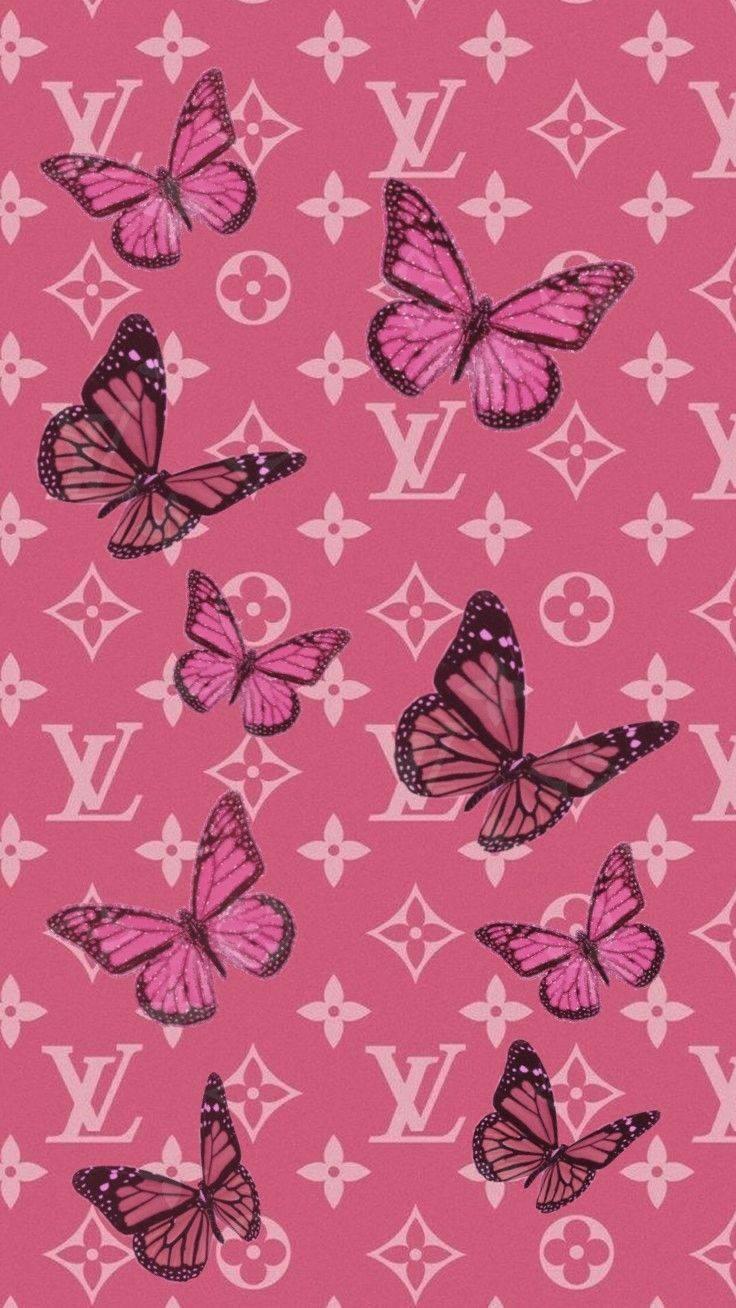 Y2k LV With Butterflies — 736x1308 wallpaper