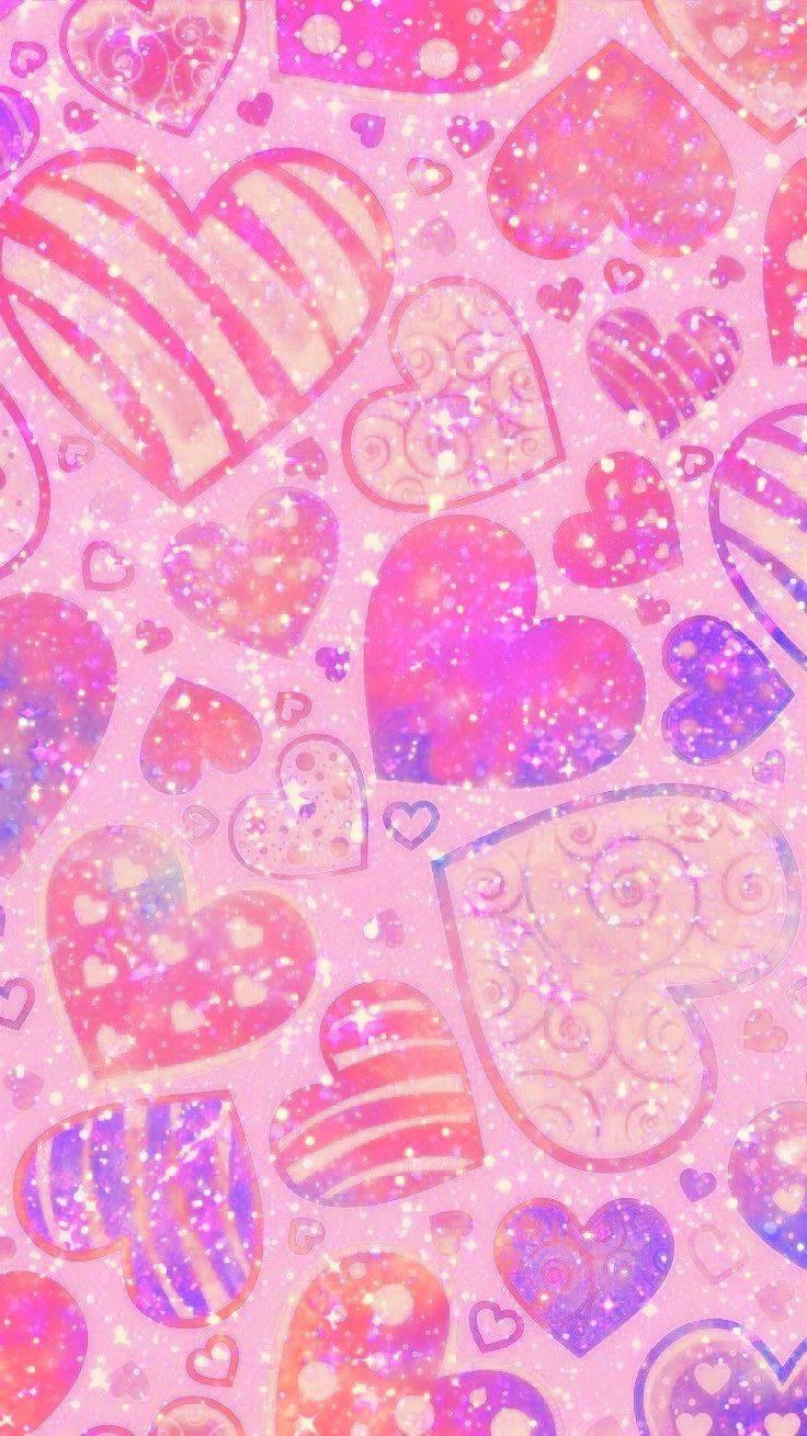Y2k Pink Hearts — 736x1309 wallpaper