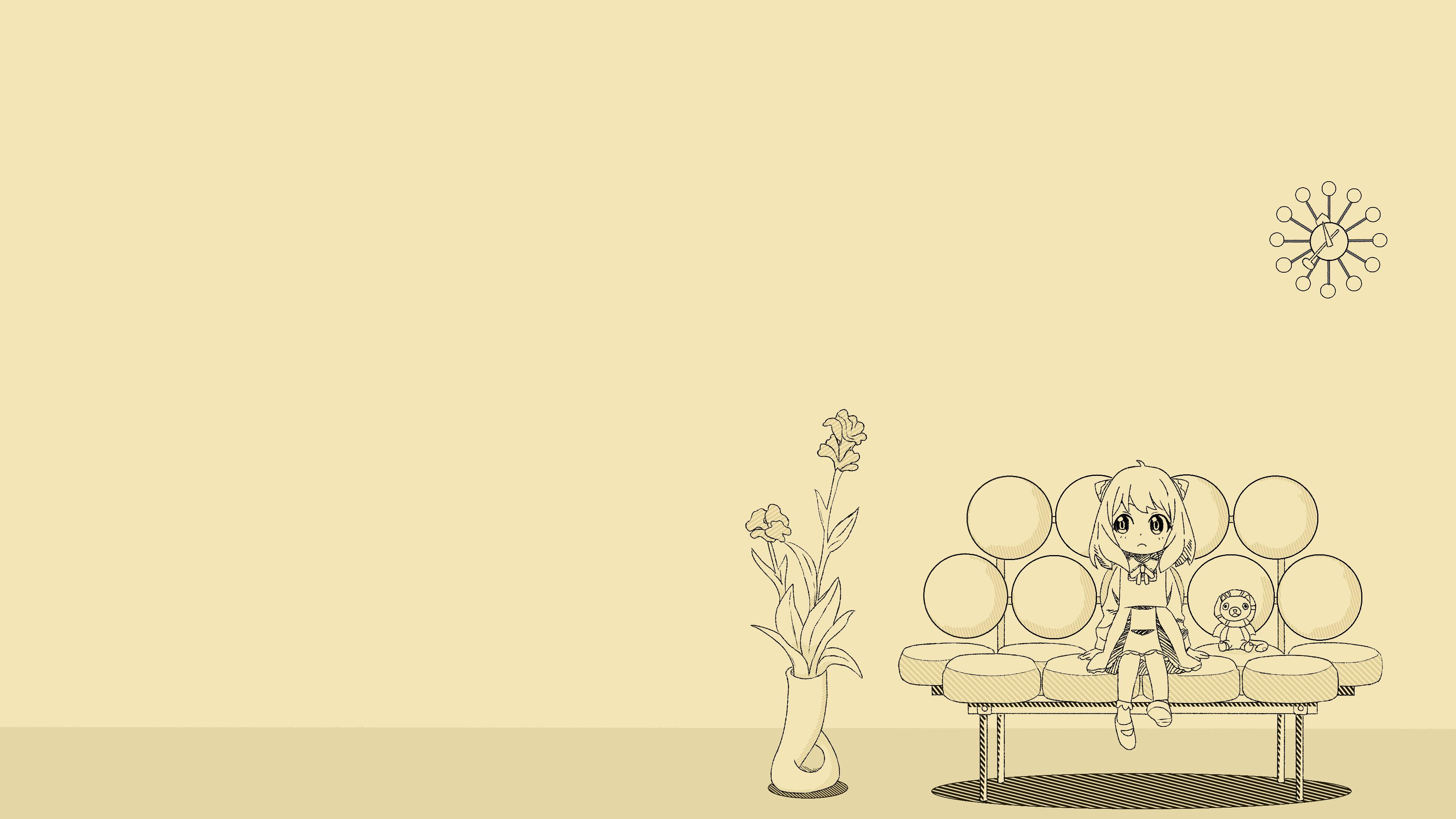 Yellow Minimalist Anya Forger — 3840x2160 wallpaper