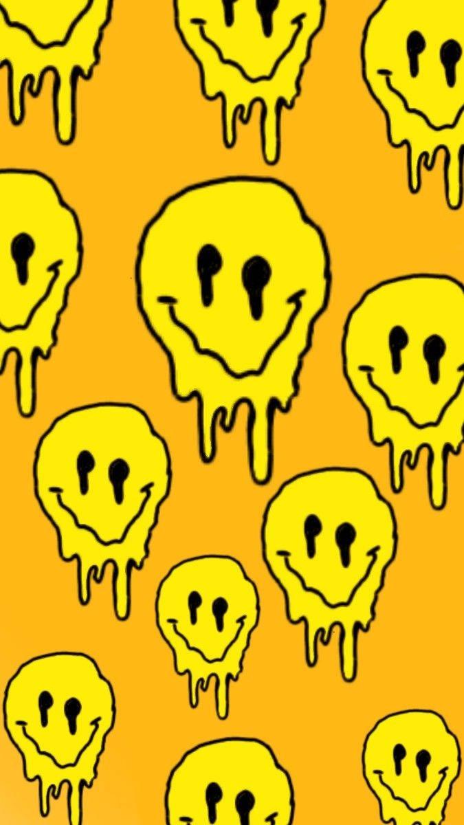 Yellow Smiley Cool Drip — 675x1200 wallpaper