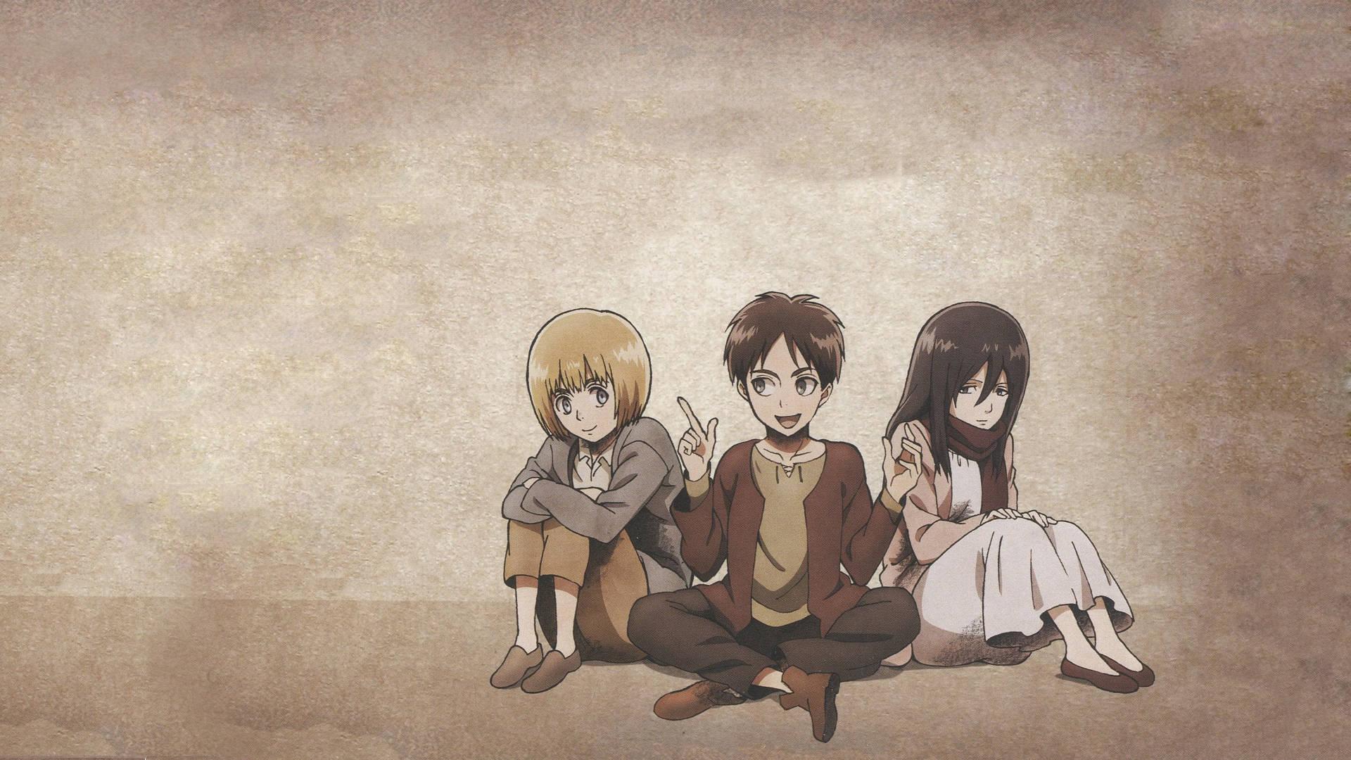 Young Eren Yeager, Mikasa And Armin — 1920x1080 wallpaper