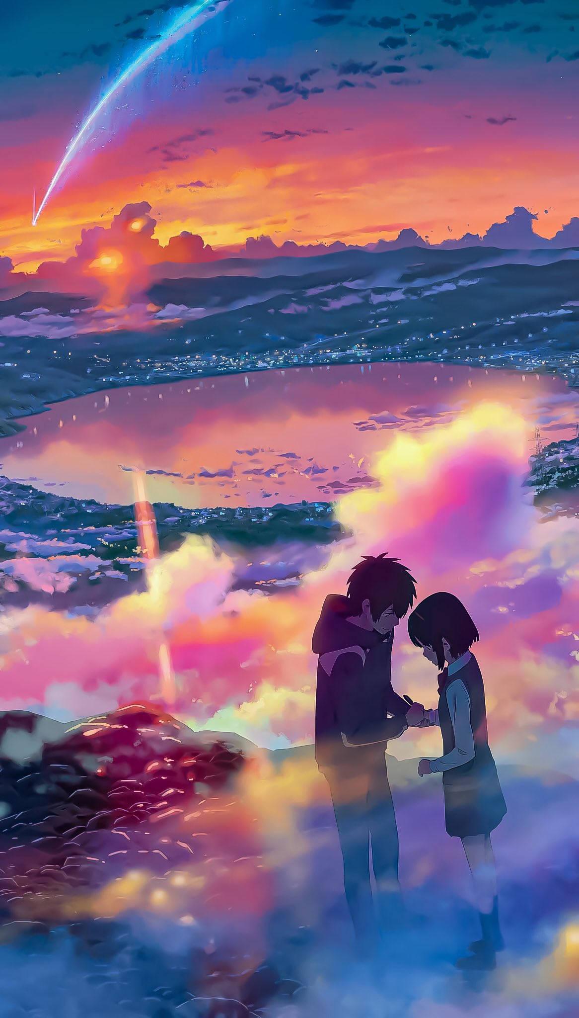 Your Name Anime Aesthetic Sunset — 1166x2048 wallpaper