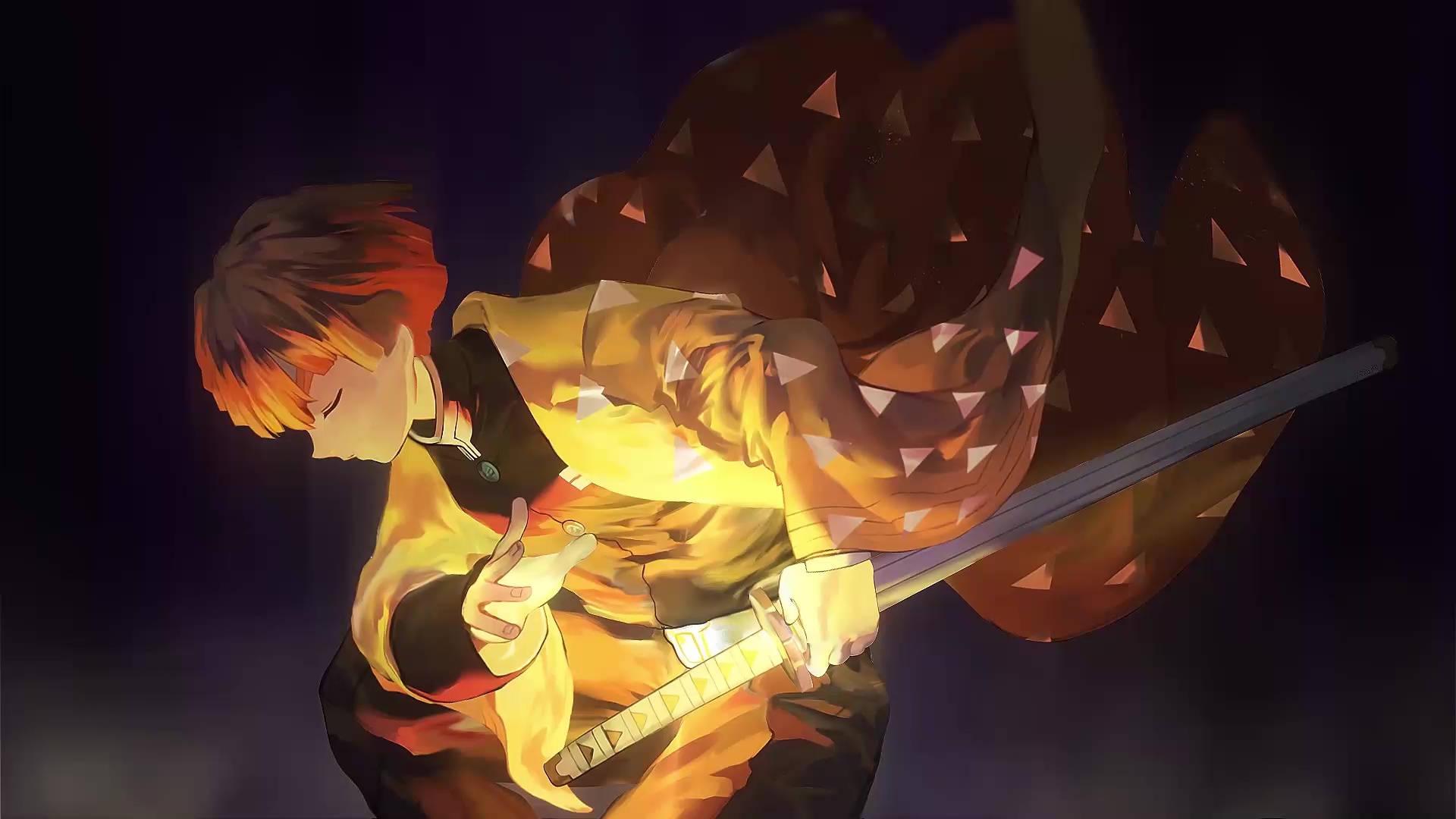 Zenitsu Agatsuma: Glowing in the Dark — 1920x1080 wallpaper