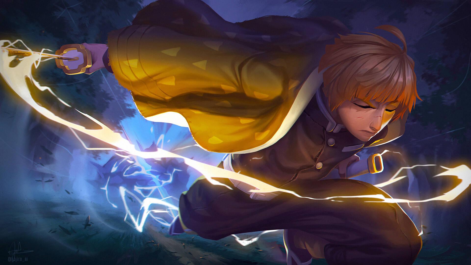 Zenitsu harnessing his explosive power. — 1920x1080 wallpaper