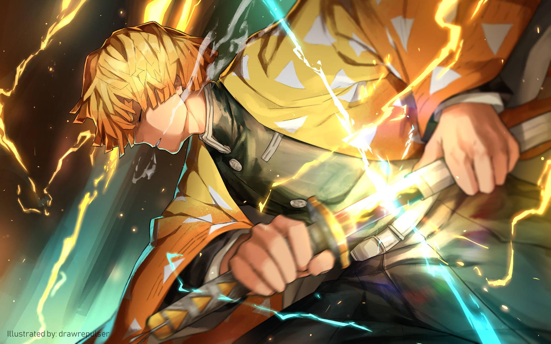 Zenitsu practices his traditional Breathing Technique — 1920x1200 wallpaper