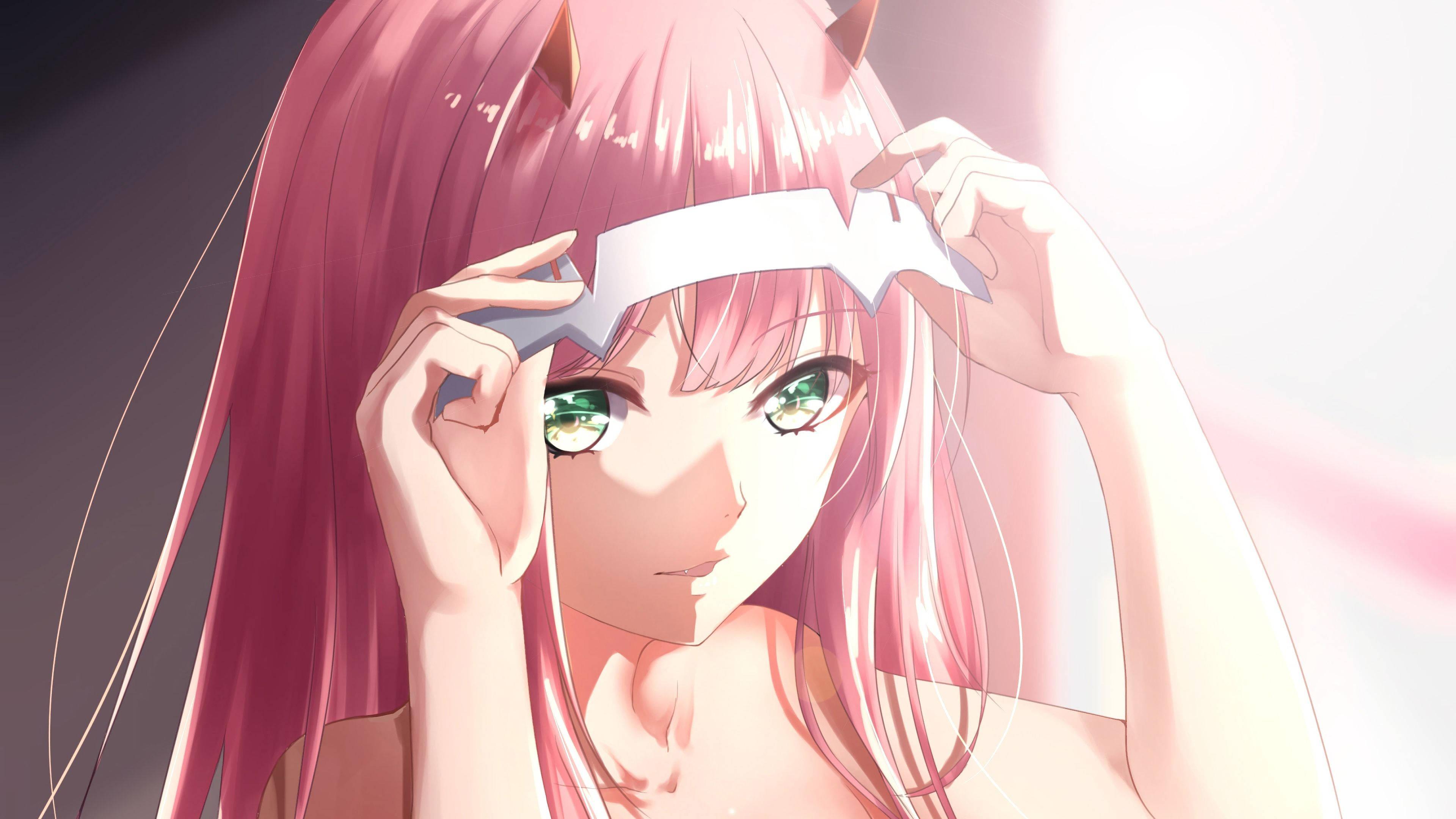 Zero Two Putting Headband Good PFP — 3840x2160 wallpaper