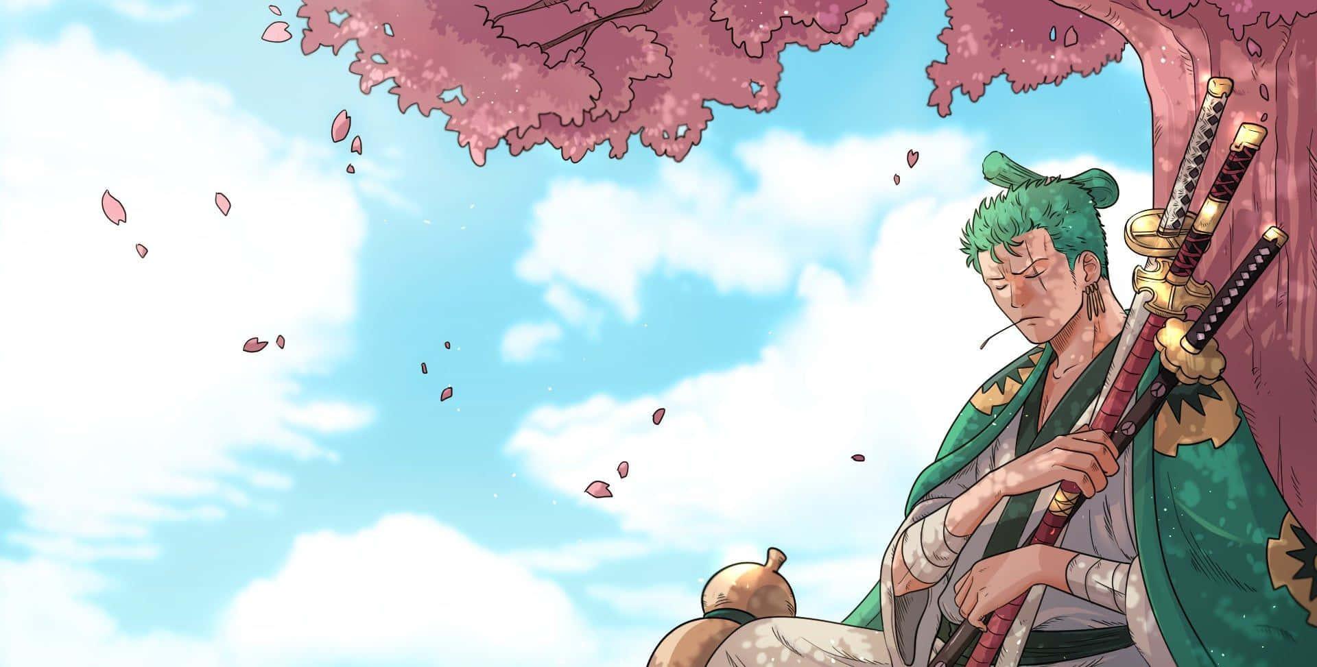 Zoro Wields his Sword in Battle — 1920x973 wallpaper